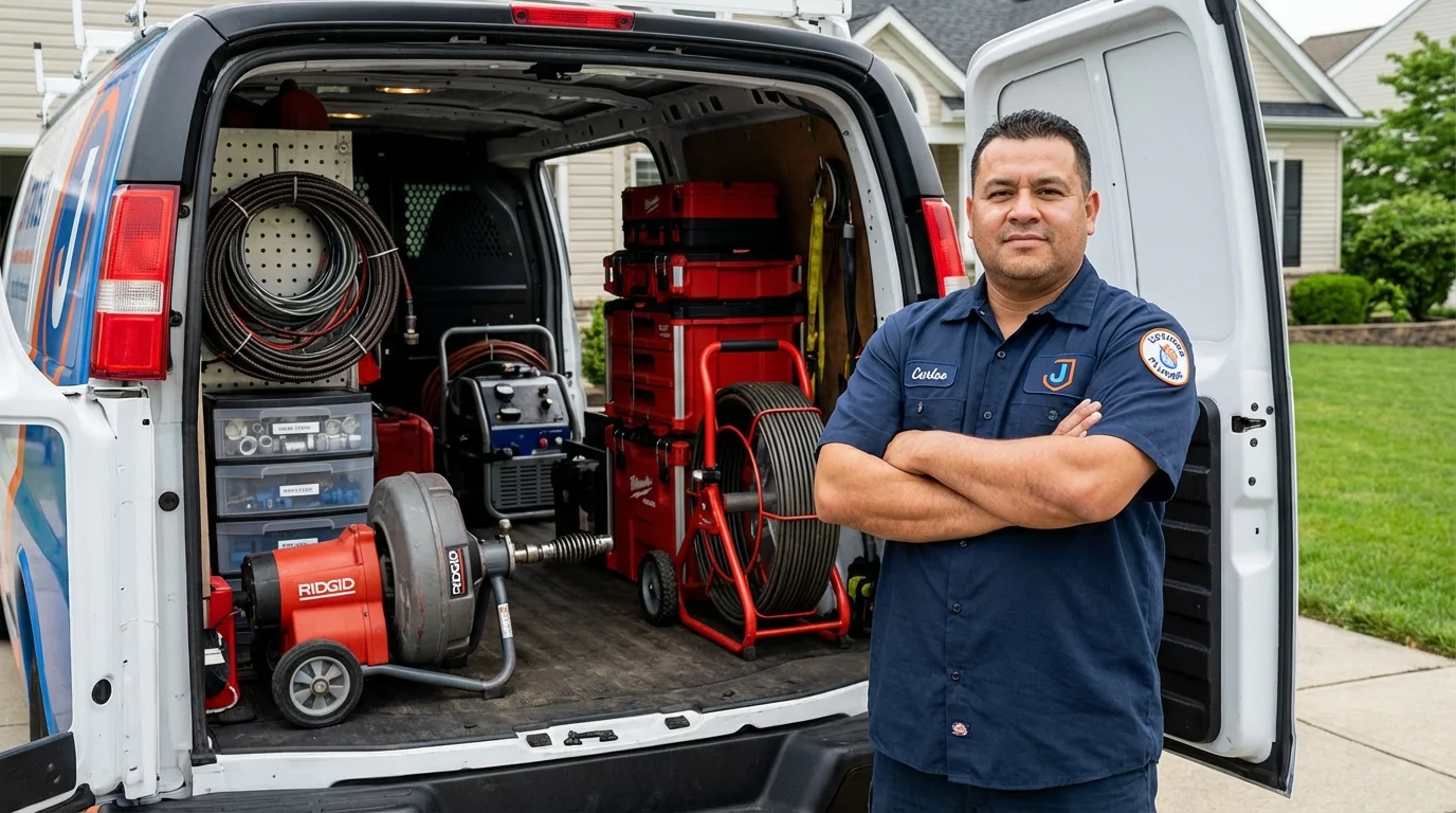Professional drain cleaning equipment and Johns Plumbing LLC plumber in East Providence