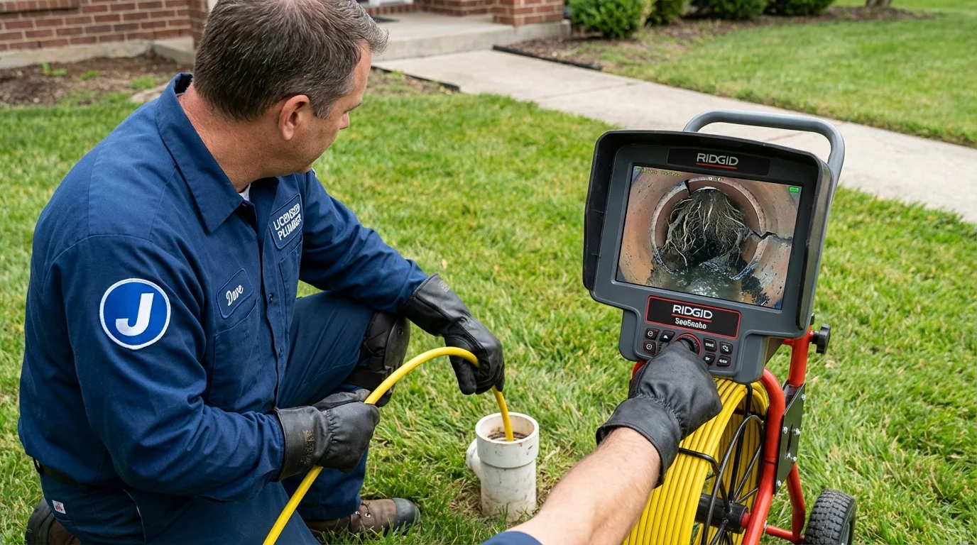 Sewer camera inspection being performed by Johns Plumbing LLC in East Providence
